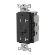 Hubbell Wiring Device-Kellems GFCI Receptacle, 20 Amp, Black, Heavy Duty, Tamper Resistant, Weather Resistant, Self Test SNAPGFTW20BLK